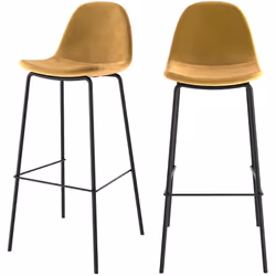 Lot de 2 chaises de bar en velours jaune 75 cm - Henrik
