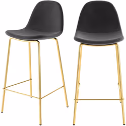 Lot de 2 chaises pour îlot central 65 cm en velours noir - Henrik