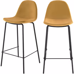 Chaise pour îlot central en velours jaune et pieds en métal noir 65 cm (lot de 2) - Henrik - La chaise pour îlot central Henr ...