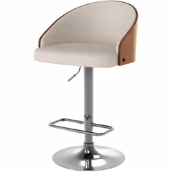 Chaise de bar réglable 63/84 cm en tissu beige - Carmelo