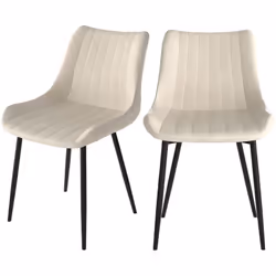 Lot de 2 chaises en tissu beige et métal noir - Killi