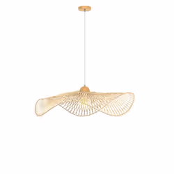 Suspension D75 cm en bambou avec fil blanc - Jipi