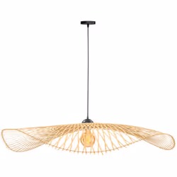 Suspension D100 cm en bambou avec fil noir - Jipi