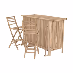 Ensemble bar et chaise de bar de jardin en bambou (lot de 2) - Vadella