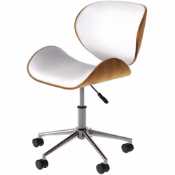 Chaise de bureau pivotante en cuir synthétique blanc 79-91cm - Baudoin