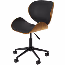 Chaise de bureau pivotante en cuir synthétique noir 79-91cm - Baudoin