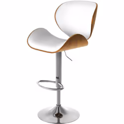 Chaise de bar réglable 63/84 cm en cuir synthétique blanc - Baudoin