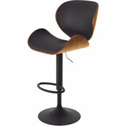 Chaise de bar réglable 63/84 cm en cuir synthétique noir - Baudoin