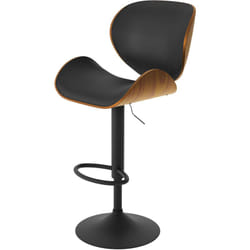 Chaise de bar réglable 63/84 cm en cuir synthétique noir - Baudoin