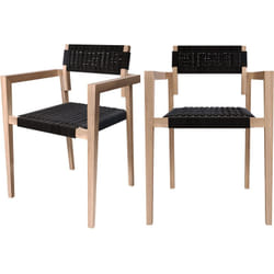 Lot de 2 chaises de jardin empilables en teck et corde tressée - Kapua