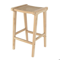 Tabouret pour îlot central 65 cm en teck et rotin naturel - Omaha