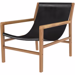 Fauteuil lounge en teck et cuir noir - Apache - Une fois installé dans votre salon, le fauteuil lounge Apache en teck et cuir ...