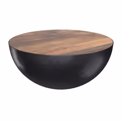Table basse ronde en bois massif et métal D90 cm - Tajy