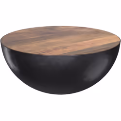 Table basse ronde en bois de manguier massif et métal D70 cm - Tajy - Si vous aimez le design industriel, la table basse rond ...
