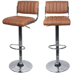 Lot de 2 chaises de bar réglables 61/83 cm en cuir synthétique marron - Houston
