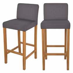 Lot de 2 chaises de bar en tissu gris foncé et pieds en bois 75 cm - Havane