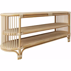 Console 140 cm en rotin naturel avec étagères - Marthe - La console Marthe 140 cm en rotin apporte à nos intérieurs un parfum ...