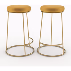 Lot de 2 tabourets pour îlot central 63 cm en velours jaune curry - Kendal