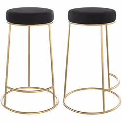 Lot de 2 tabourets pour îlot central 63 cm en velours noir - Kendal