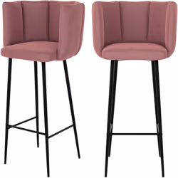 Lot de 2 chaises de bar en velours rose 75 cm - Rosy