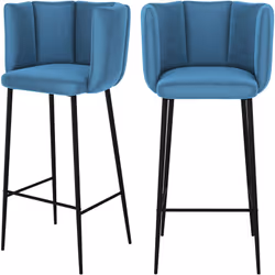 Lot de 2 chaises de bar en velours bleu 75 cm - Rosy