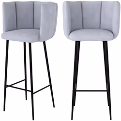Lot de 2 chaises de bar en tissu gris clair 75 cm - Rosy
