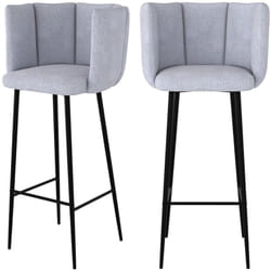 Lot de 2 chaises de bar en tissu gris clair 75 cm - Rosy