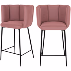 Lot de 2 chaises pour îlot central 67 cm en velours vieux rose - Rosy