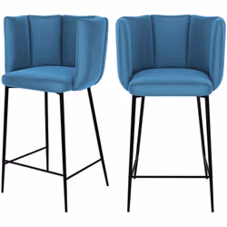 Lot de 2 chaises pour îlot central 67 cm en velours bleu - Rosy