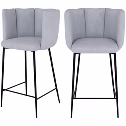 Lot de 2 chaises pour îlot central 67 cm en tissu gris clair - Rosy