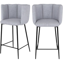 Lot de 2 chaises pour îlot central 67 cm en tissu gris clair - Rosy