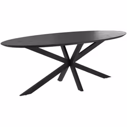 Table ovale 8 personnes en bois de teck recyclé noir 220 cm - Sparo