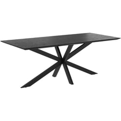 Table rectangulaire 8 personnes en bois de teck recyclé noir 220 cm - Marvel