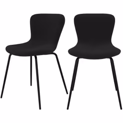 Lot de 2 chaises effet laine bouclette noire et pieds en métal - Koko
