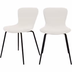Lot de 2 chaises effet laine bouclette blanche et pieds en métal - Koko
