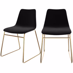 Lot de 2 chaises en velours noir et pieds en métal doré - Gaspard