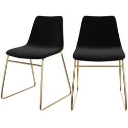 Lot de 2 chaises en velours noir et pieds en métal doré - Gaspard