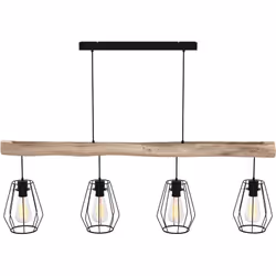 Suspension en bois et métal 4 lampes - Clotilde