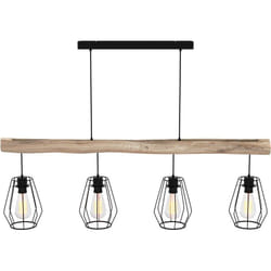 Suspension en bois et métal 4 lampes - Clotilde