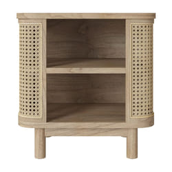 Table de chevet en bois massif et cannage - Antik