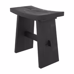 Tabouret en bois de teck recyclé peint en noir - Eka