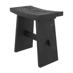 Tabouret en bois de teck recyclé peint en noir - Eka
