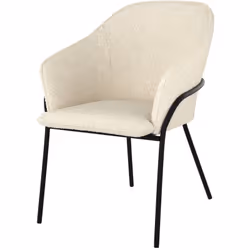 Chaise effet laine bouclette blanche et pieds en métal - Toscane