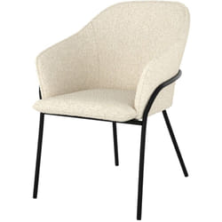 Chaise effet laine bouclette blanche et pieds en métal - Toscane