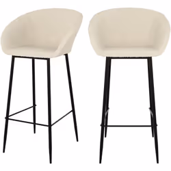 Lot de 2 chaises de bar effet laine bouclette blanche 75 cm - Marquise