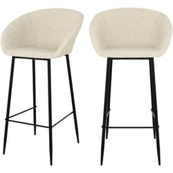 Lot de 2 chaises de bar effet laine bouclette blanche 75 cm - Marquise