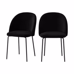 Lot de 2 chaises en tissu bouclette noir - Karl