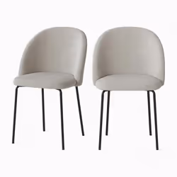 Lot de 2 chaises en tissu bouclette beige - Karl