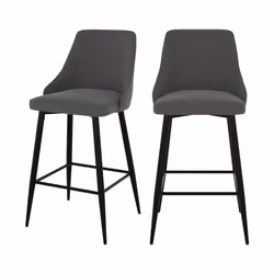 Lot de 2 chaises pour îlot central 66,5 cm en tissu gris foncé - Pipo