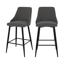 Lot de 2 chaises pour îlot central 66,5 cm en tissu gris foncé - Pipo